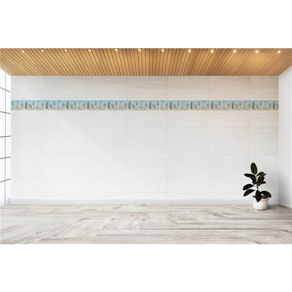 Dundee Deco 7-in Nature Blue/Pink Self-Adhesive Wallpaper Border