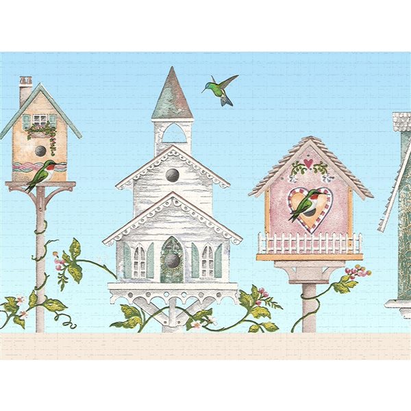 Dundee Deco 7-in Nature Blue/Pink Self-Adhesive Wallpaper Border