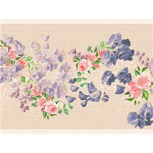 Dundee Deco 7-in Floral Pink and Purple Self-Adhesive Wallpaper Border