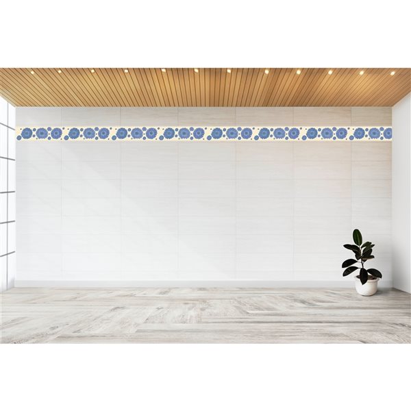 Dundee Deco 7-in Blue/Beige Self-Adhesive Wallpaper Border