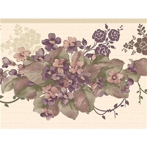 Dundee Deco 7-in Beige and Purple Self-Adhesive Wallpaper Border