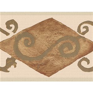 Dundee Deco 7-in Brown and Tan Self-Adhesive Wallpaper Border