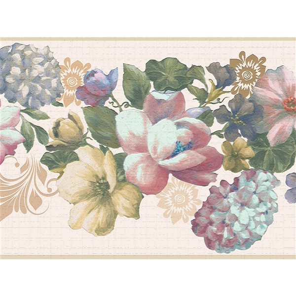 Dundee Deco 7-in Floral Green/Yellow Self-Adhesive Wallpaper Border