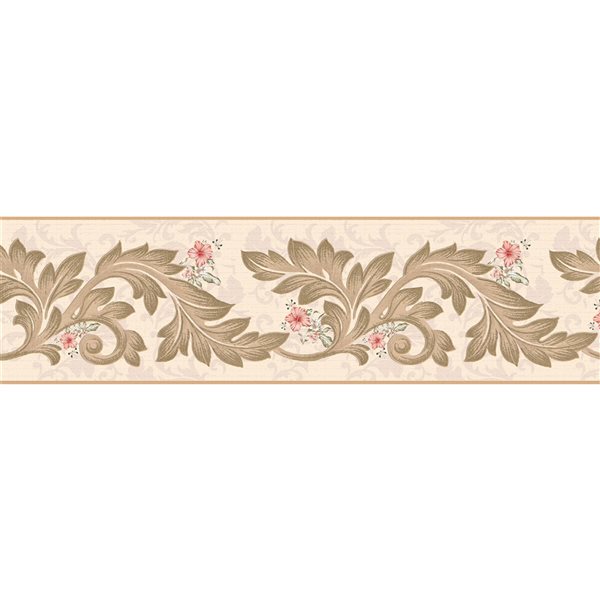 Dundee Deco 7-in Pink and Beige Self-Adhesive Wallpaper Border
