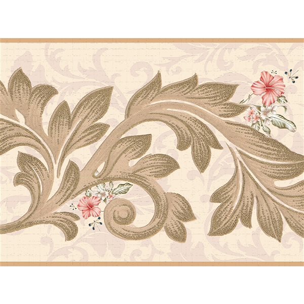 Dundee Deco 7-in Pink and Beige Self-Adhesive Wallpaper Border