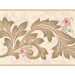 Dundee Deco 7-in Pink and Beige Self-Adhesive Wallpaper Border