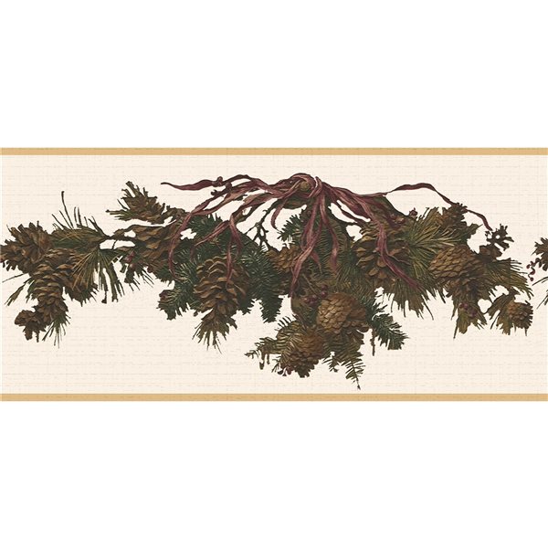 Dundee Deco 7-in Brown Green Self-Adhesive Wallpaper Border