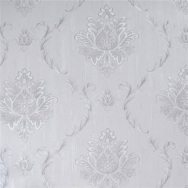 Dundee Deco Falkirk McGowen III 35.5-sq. ft. White Grey Vinyl Paintable Textured Peel and Stick Wallpaper