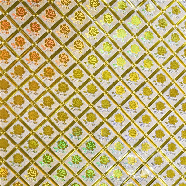 Dundee Deco Falkirk McGowen III 26.7-sq. ft. Reflective Gold Vinyl Textured Tile Peel and Stick Wallpaper