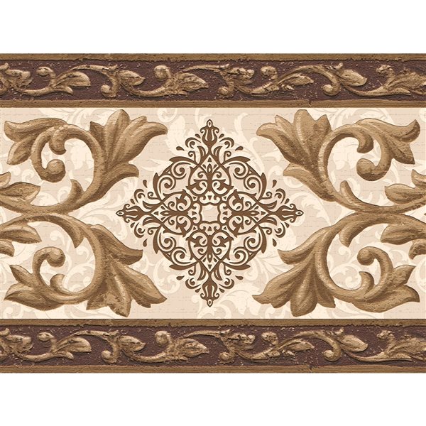 Dundee Deco 7-in Gold Brown Self-Adhesive Wallpaper Border