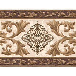 Dundee Deco 7-in Gold Brown Self-Adhesive Wallpaper Border