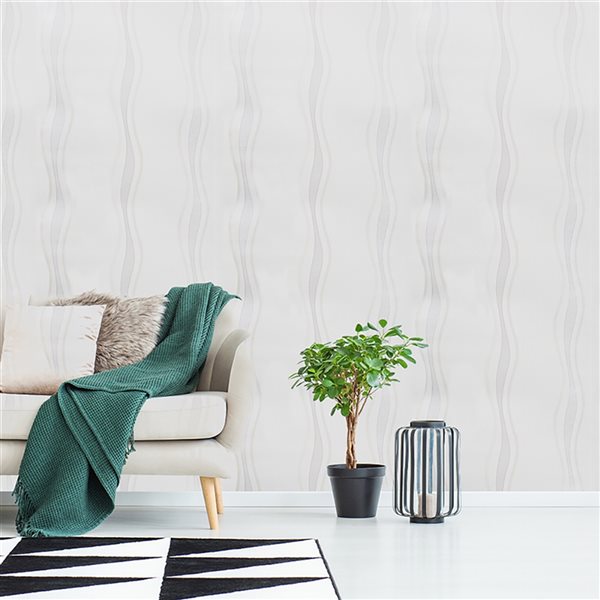 Dundee Deco Falkirk McGowen III 35.5-sq. ft. White Vinyl Paintable Textured Abstract Peel and Stick Wallpaper