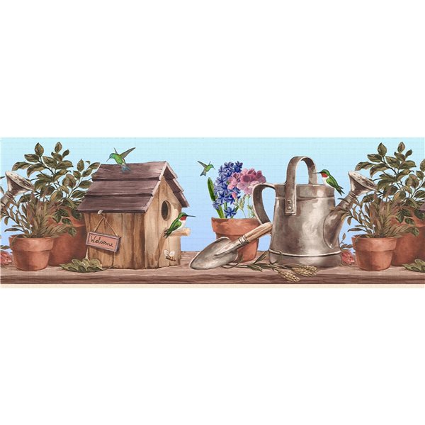 Dundee Deco 7-in Blue/Silver Self-Adhesive Wallpaper Border