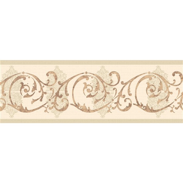 Dundee Deco 7-in Brown/Beige Self-Adhesive Wallpaper Border