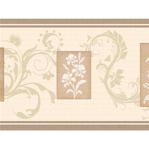 Dundee Deco 7-in Floral Brown/Beige Self-Adhesive Wallpaper Border