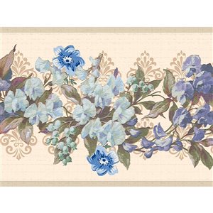 Dundee Deco 7-in Blue and Green Self-Adhesive Wallpaper Border