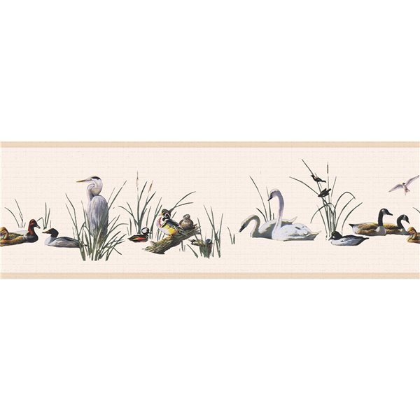 Dundee Deco 7-in Nature White/Green Self-Adhesive Wallpaper Border