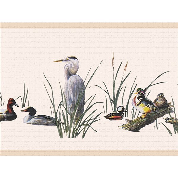 Dundee Deco 7-in Nature White/Green Self-Adhesive Wallpaper Border