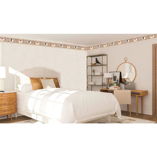 Dundee Deco 7-in Cream/Pink Self-Adhesive Wallpaper Border