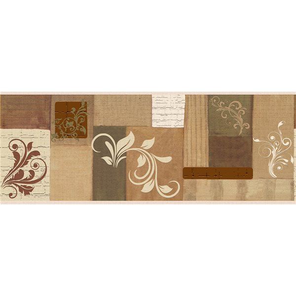 Dundee Deco 7-in Damask Brown Self-Adhesive Wallpaper Border