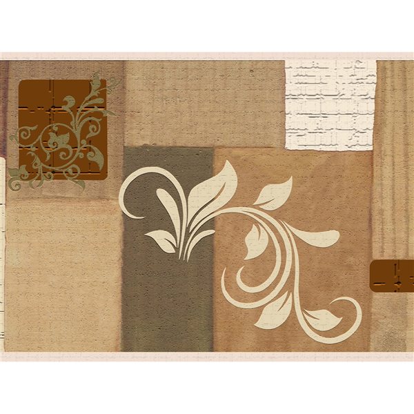 Dundee Deco 7-in Damask Brown Self-Adhesive Wallpaper Border | RONA