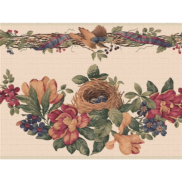 Bordure autocollante - Bordure papier peint - Rouge - Fleurs