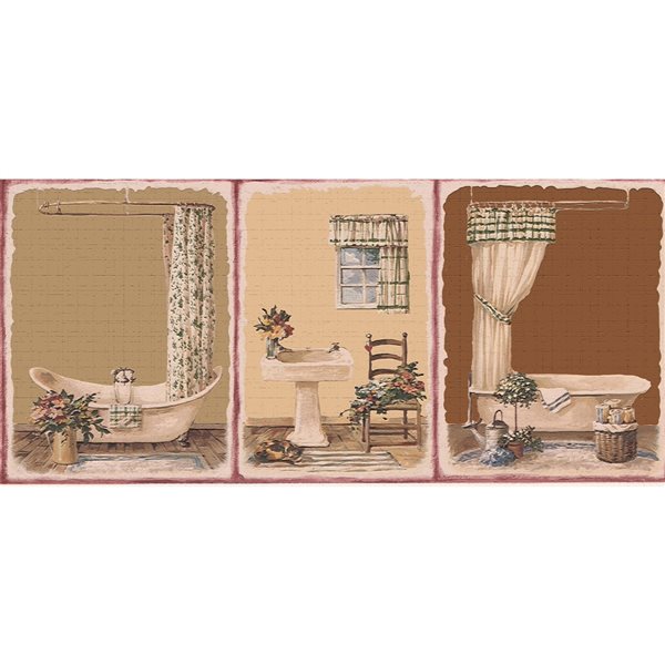 Dundee Deco 7-in Brown/Tan Self-Adhesive Wallpaper Border