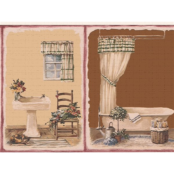 Dundee Deco 7-in Brown/Tan Self-Adhesive Wallpaper Border