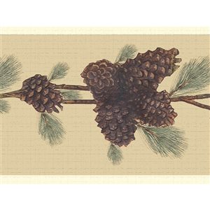 Dundee Deco 7-in Nature Green with Brown Self-Adhesive Wallpaper Border