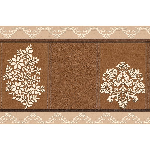 Dundee Deco 7-in Tan Brown Self-Adhesive Wallpaper Border | RONA