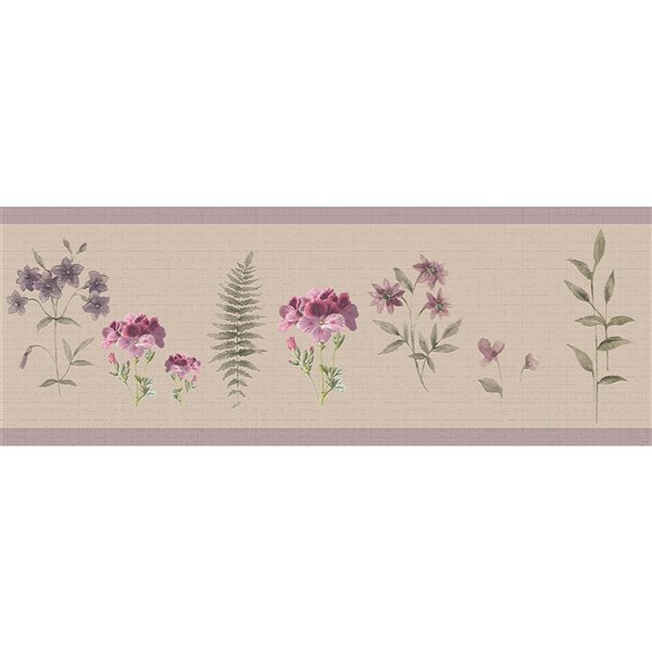 Dundee Deco 7-in Purple and Green Self-Adhesive Wallpaper Border