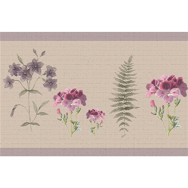 Dundee Deco 7-in Purple and Green Self-Adhesive Wallpaper Border