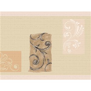 Dundee Deco 7-in Damask Brown/Beige Self-Adhesive Wallpaper Border