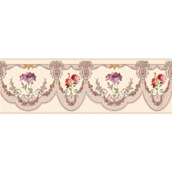 Dundee Deco 7-in Pink/Purple Self-Adhesive Wallpaper Border