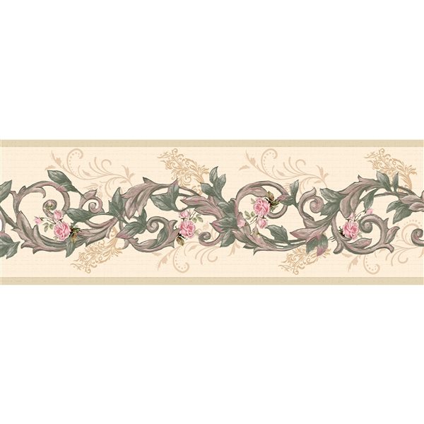 Dundee Deco 7-in Green/Pink Self-Adhesive Wallpaper Border
