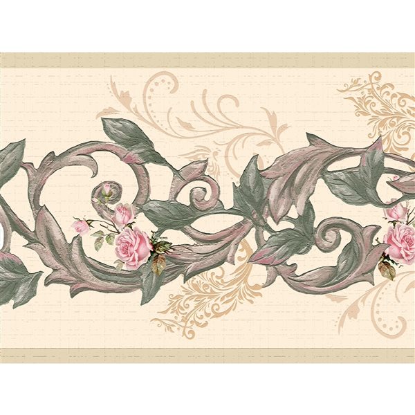 Dundee Deco 7-in Green/Pink Self-Adhesive Wallpaper Border