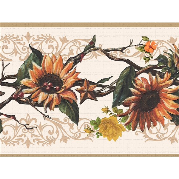 Dundee Deco 7-in Tan/Yellow Self-Adhesive Wallpaper Border