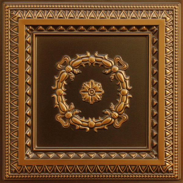 Dundee Deco Falkirk Perth Traditional 24-in x 24-in Antique Gold Surface-Mount Panel Ceiling Tiles - 25-Pack