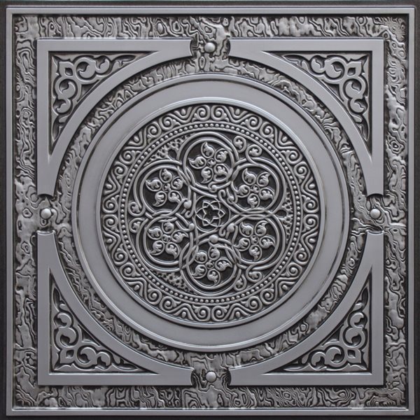 Dundee Deco Falkirk Perth 24-in x 24-in Traditional Antique Silver Surface-Mount Panel Ceiling Tiles - 50-Pack