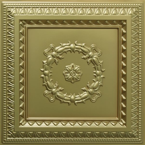 Image of Dundee Deco | Falkirk Perth 24-In X 24-In Traditional Brass Surface-Mount Panel Ceiling Tiles - 25-Pack | Rona