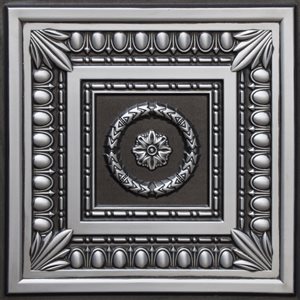 Tuiles de plafond botaniques Dundee Deco Falkirk Perth argent antique de 24 po x 24 po à installation en surface, paquet de 50