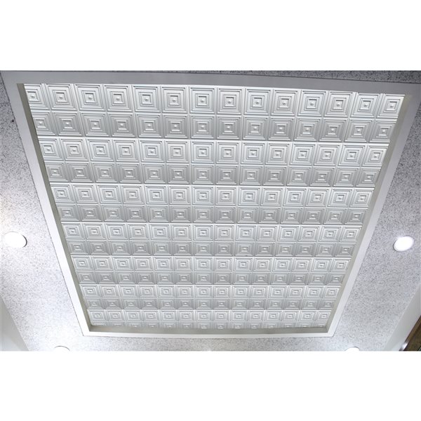 Dundee Deco Falkirk Perth 24-in x 24-in Modern Patchwork Silver Surface-Mount Panel Ceiling Tile