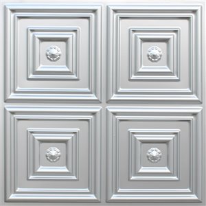 Dundee Deco Falkirk Perth 24-in x 24-in Modern Patchwork Silver Surface-Mount Panel Ceiling Tile
