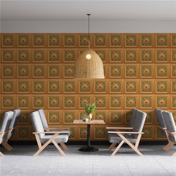 Dundee Deco Falkirk Perth 24-in x 24-in Victorian Gold, Green and Red Surface-Mount Panel Ceiling Tiles - 10-Pack