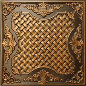 Dundee Deco Falkirk Perth 24-in x 24-in Traditional Antique Gold Surface-Mount Panel Ceiling Tiles - 25-Pack