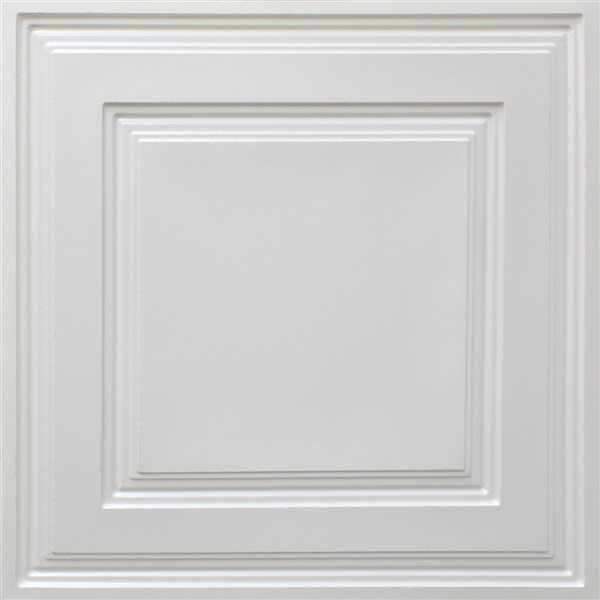 Tuiles de plafond suspendu Dundee Deco Falkirk Perth traditionnelles modernes blanc nacré de 24 po x 24 po, paquet de 50