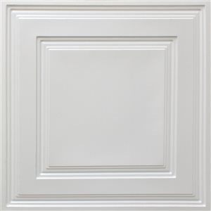 Tuiles de plafond suspendu Dundee Deco Falkirk Perth traditionnelles modernes blanc nacré de 24 po x 24 po, paquet de 50