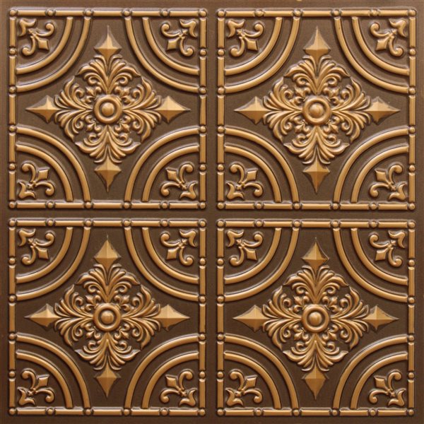 Dundee Deco Falkirk Perth Antique Gold 24-in x 24-in Patchwork Surface-Mount Panel Ceiling Tile