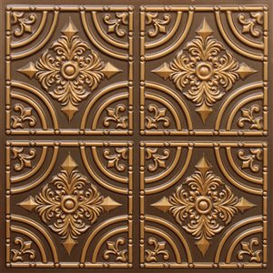 Dundee Deco Falkirk Perth Antique Gold 24-in x 24-in Patchwork Surface-Mount Panel Ceiling Tile