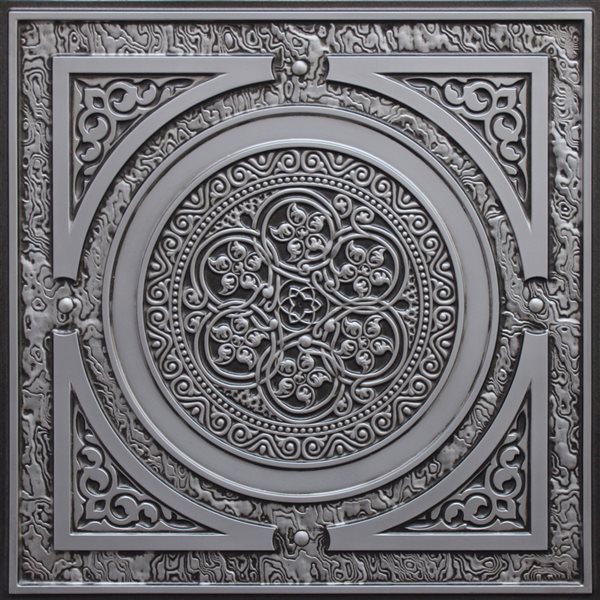 Dundee Deco Falkirk Perth 24-in x 24-in Traditional Antique Silver Surface-Mount Panel Ceiling Tiles - 25-Pack